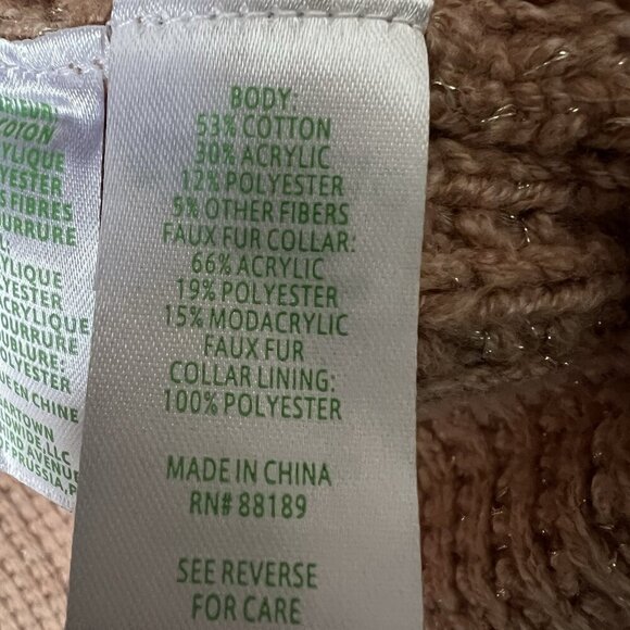 Lilly Pulitzer Adelaine Faux Fur Sweater Cardigan Gold Camel Long Size Medium - Picture 6 of 7